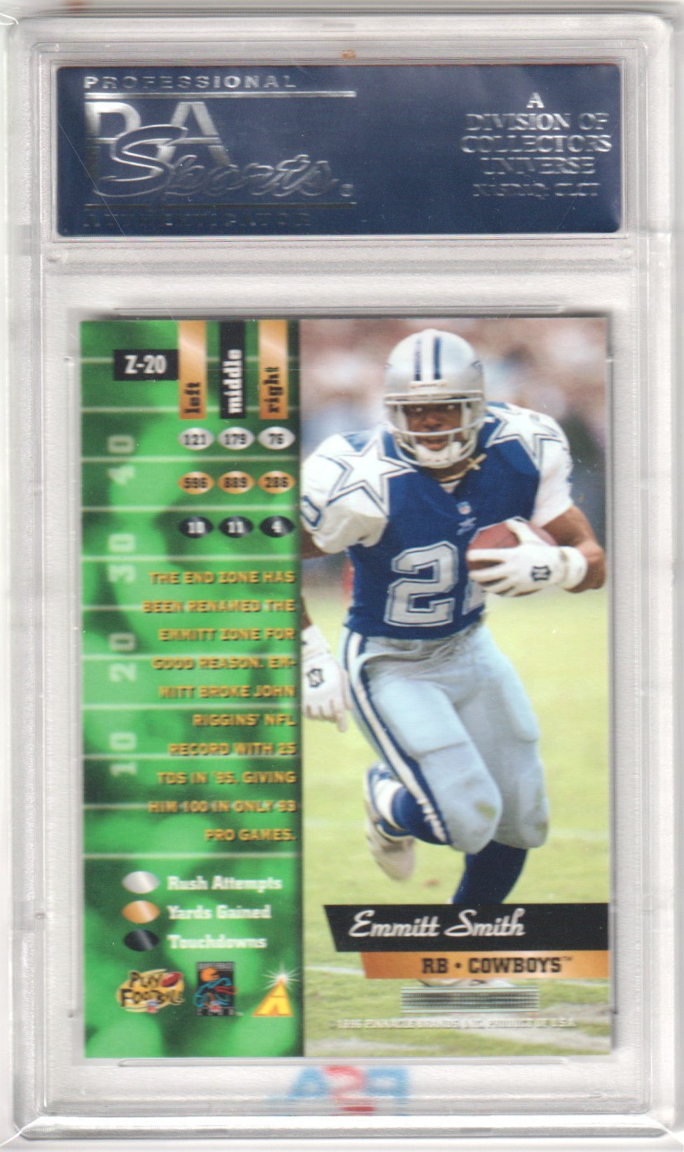 EMMITT SMITH 1996 Pinnacle Zenith Z - 20 PSA 10 GEM MINT - COWBOYS - Columbia Hobby - Sports Card Boxes - Toploaders - Card Savers