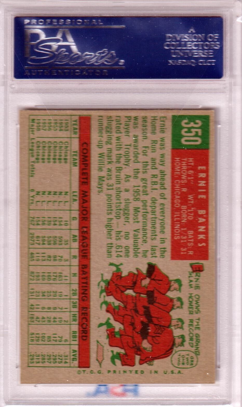 ERNIE BANKS 1959 Topps #350 PSA 7 NM - CUBS - Columbia Hobby - Sports Card Boxes - Toploaders - Card Savers