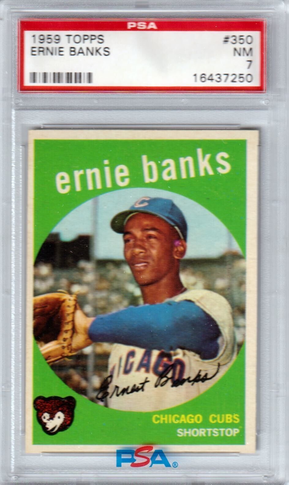 ERNIE BANKS 1959 Topps #350 PSA 7 NM - CUBS - Columbia Hobby - Sports Card Boxes - Toploaders - Card Savers