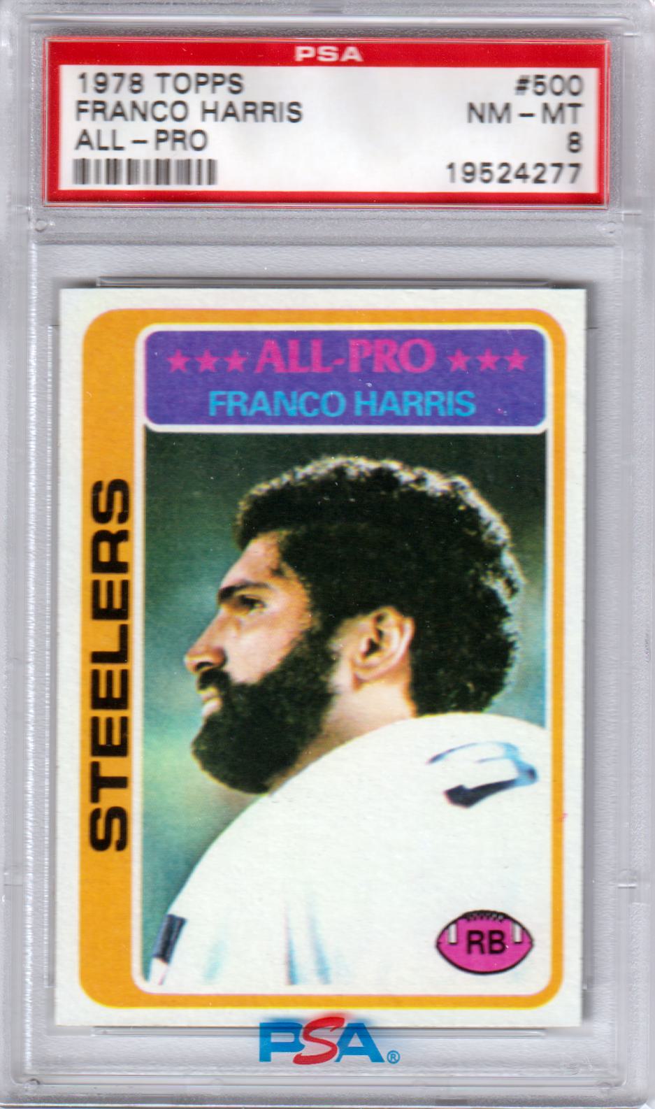 FRANCO HARRIS 1978 Topps #500 All Pro PSA 8 NM - MT - STEELERS - Columbia Hobby - Sports Card Boxes - Toploaders - Card Savers