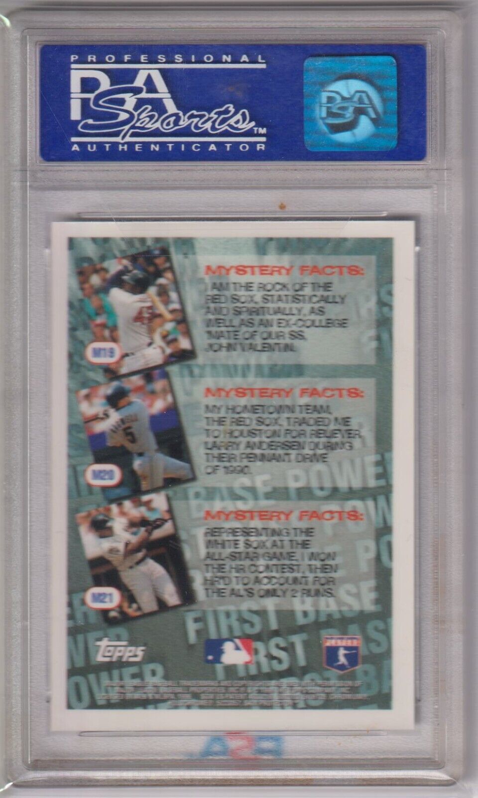 FRANK THOMAS 1996 Topps Mystery Finest #M21 PSA 9 MINT - WHITE SOX - Columbia Hobby - Sports Card Boxes - Toploaders - Card Savers