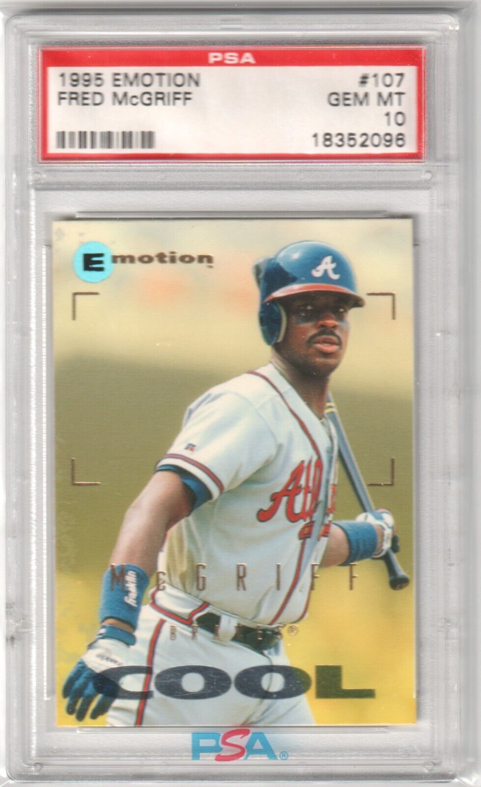 FRED MCGRIFF 1995 Fleer eMotion Cool #107 PSA 10 - BRAVES POP 7 - Columbia Hobby - Sports Card Boxes - Toploaders - Card Savers
