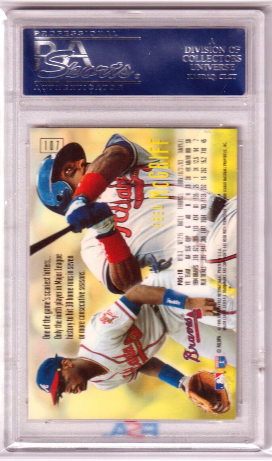 FRED MCGRIFF 1995 Fleer eMotion Cool #107 PSA 10 - BRAVES POP 7 - Columbia Hobby - Sports Card Boxes - Toploaders - Card Savers
