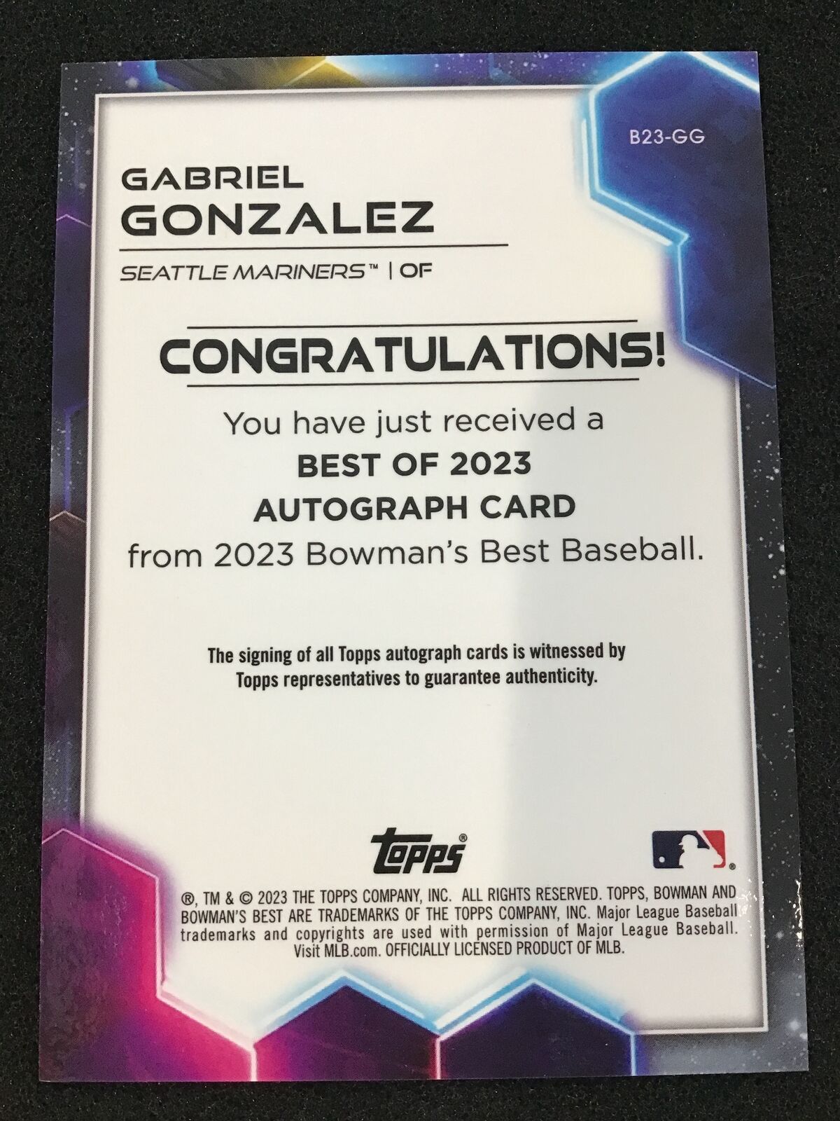 Gabriel Gonzalez 2023 Bowmans Best B23 - GG Best of 2023 Auto Blue Refractor - Columbia Hobby - Sports Card Boxes - Toploaders - Card Savers