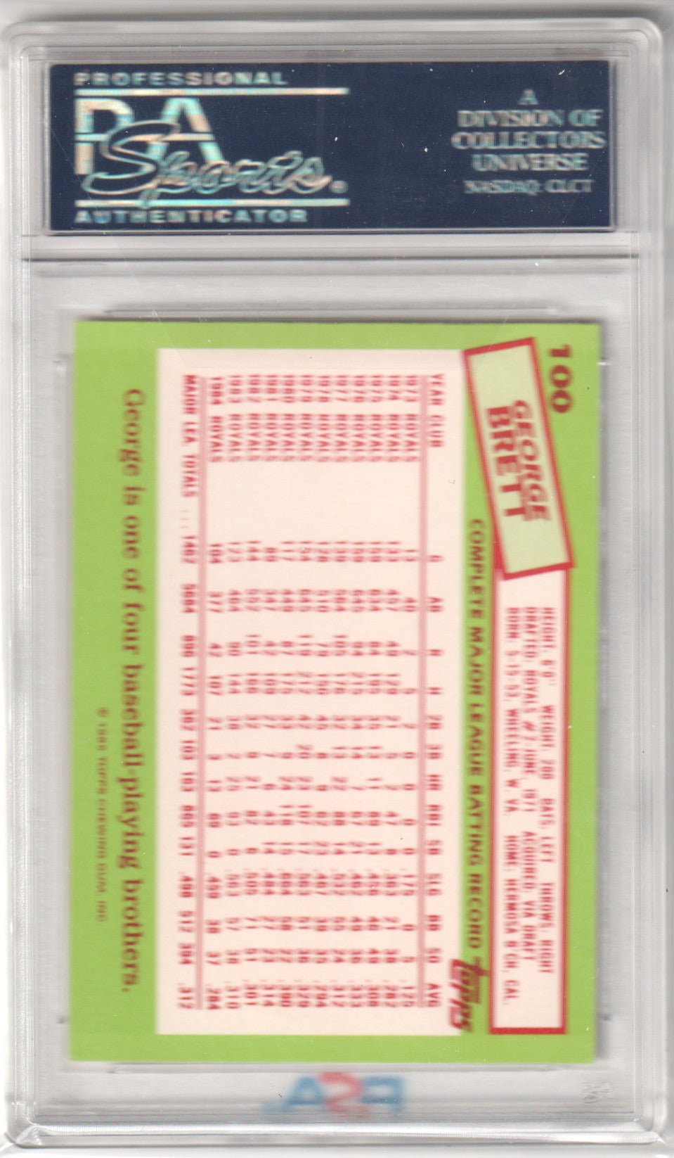 GEORGE BRETT 1985 Topps Tiffany #100 PSA 8 NM - MT - ROYALS - Columbia Hobby - Sports Card Boxes - Toploaders - Card Savers