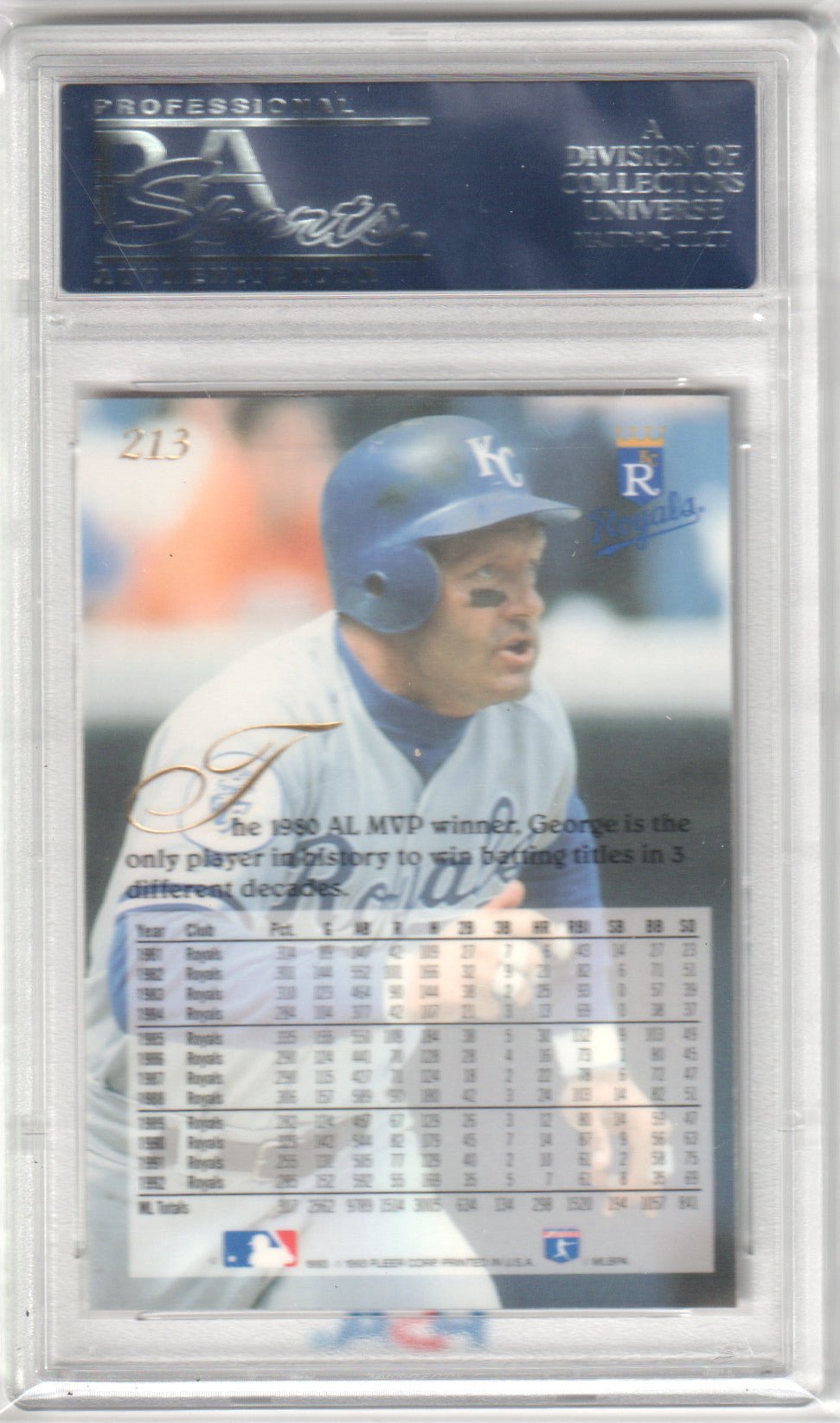 GEORGE BRETT 1993 Flair #213 PSA 10 GEM MINT - ROYALS - Columbia Hobby - Sports Card Boxes - Toploaders - Card Savers