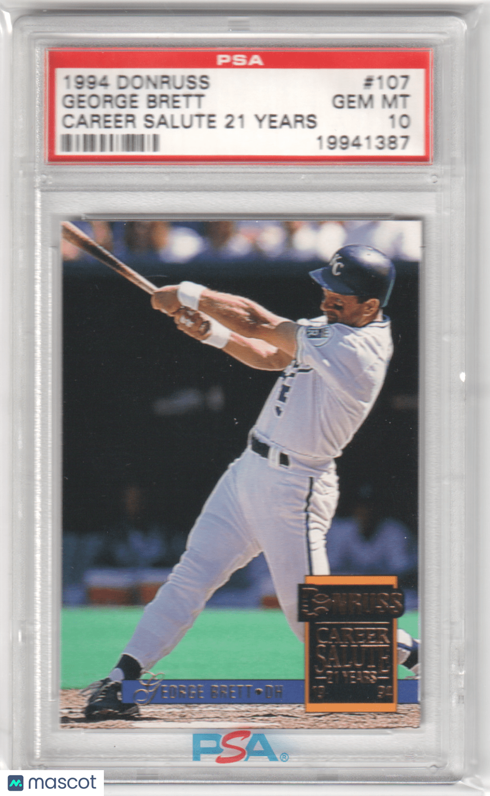 GEORGE BRETT 1994 Donruss #107 Career Salute 21 Years PSA 10 GEM MINT - ROYALS - Columbia Hobby - Sports Card Boxes - Toploaders - Card Savers
