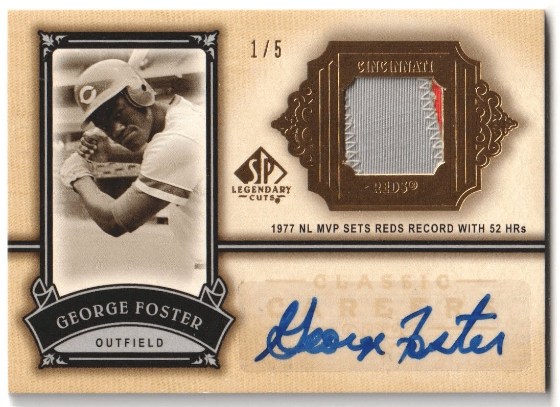 GEORGE FOSTER 2005 Upper Deck SP Legendary Cuts Autograph Auto Jersey #1/5 REDS - Columbia Hobby - Sports Card Boxes - Toploaders - Card Savers
