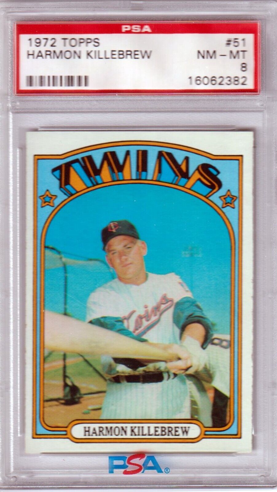HARMON KILLEBREW 1972 Topps #51 PSA 8 NM - MT - TWINS - Columbia Hobby - Sports Card Boxes - Toploaders - Card Savers