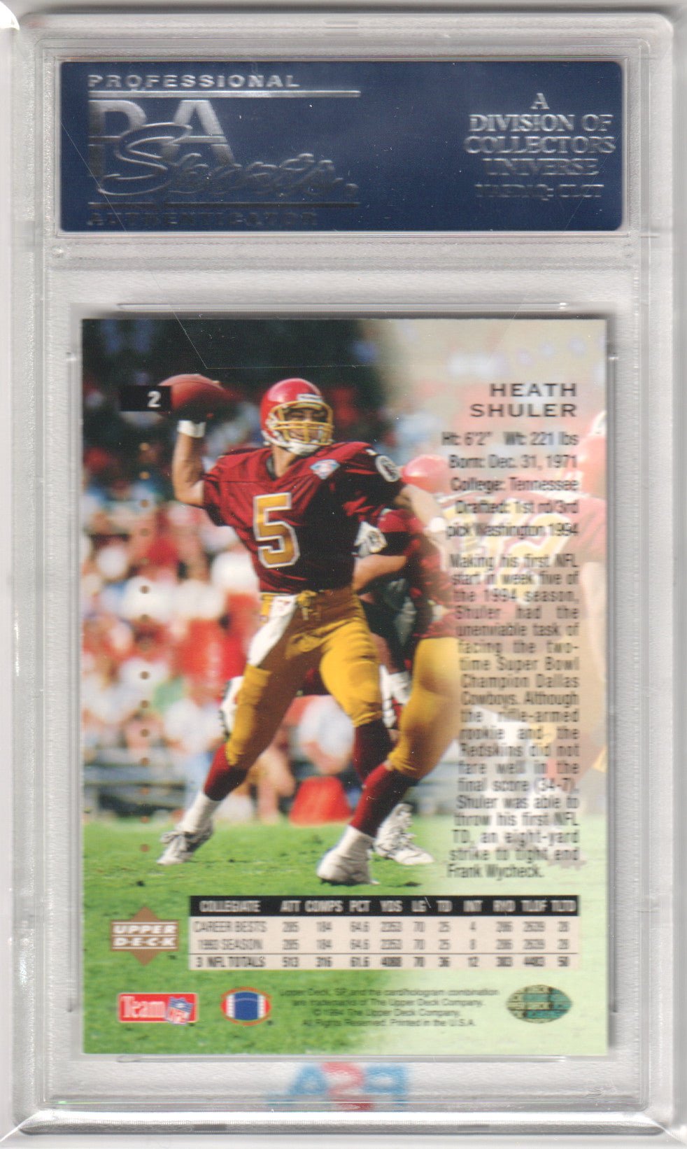 HEATH SHULER 1994 Upper Deck SP 2 Foil PSA 10 GEM MINT - REDSKINS - Columbia Hobby - Sports Card Boxes - Toploaders - Card Savers