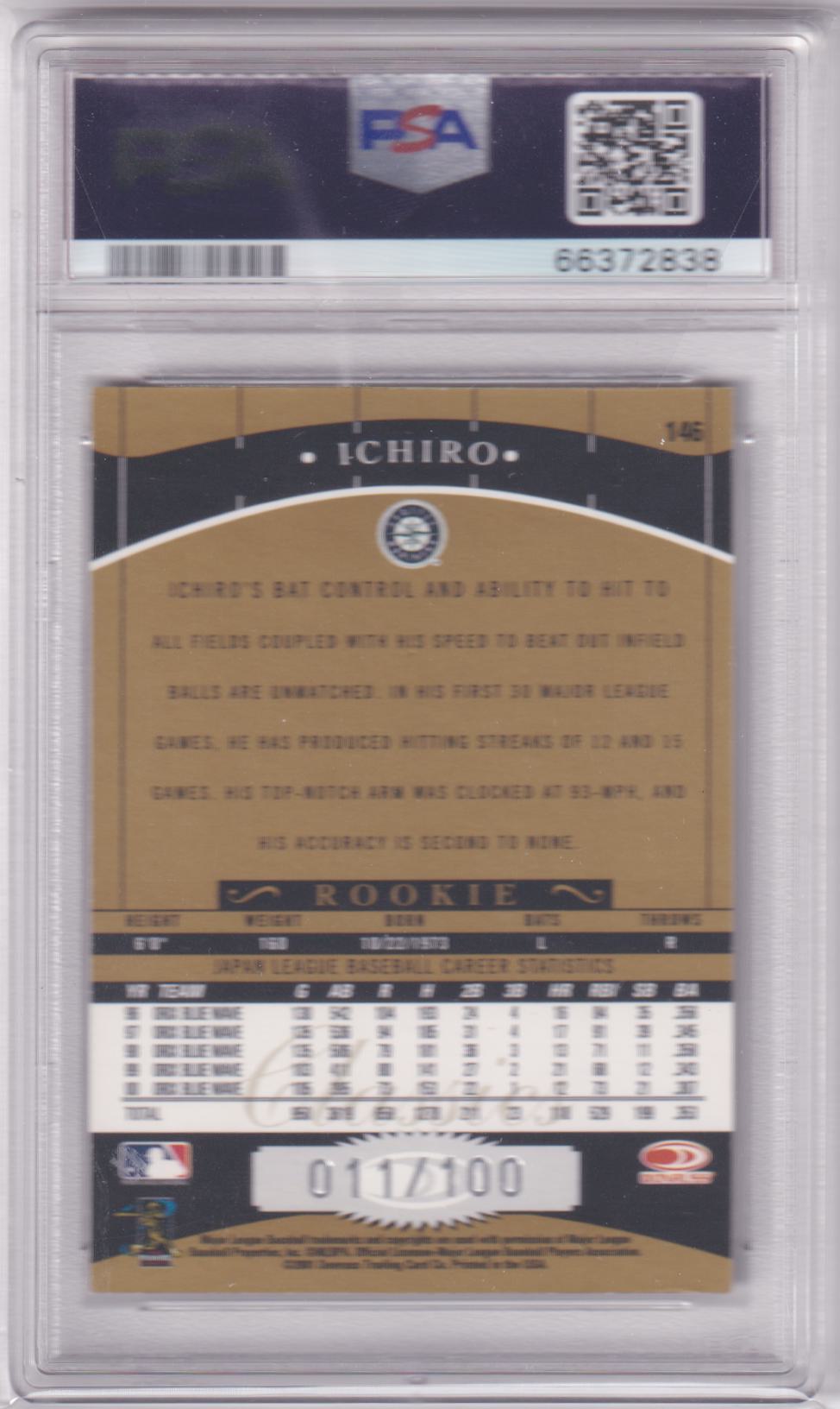 Ichiro 2001 Donruss Classics #/100 Timeless Tributes RC Rookie PSA 8 MARINERS - Columbia Hobby - Sports Card Boxes - Toploaders - Card Savers