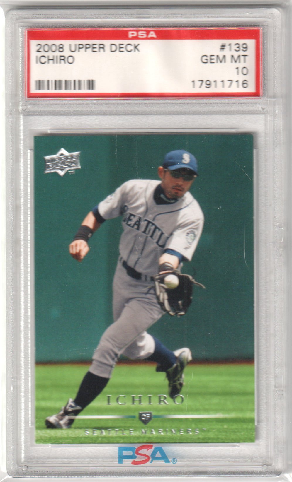 ICHIRO 2008 Upper Deck #139 PSA 10 GEM MINT - MARINERS - Columbia Hobby - Sports Card Boxes - Toploaders - Card Savers