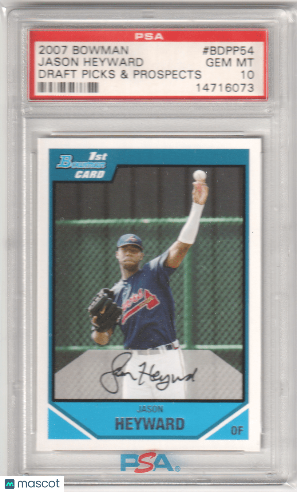 JASON HEYWARD 2007 Bowman Draft Picks RC Rookie BDPP54 PSA 10 GEM MINT - Columbia Hobby - Sports Card Boxes - Toploaders - Card Savers
