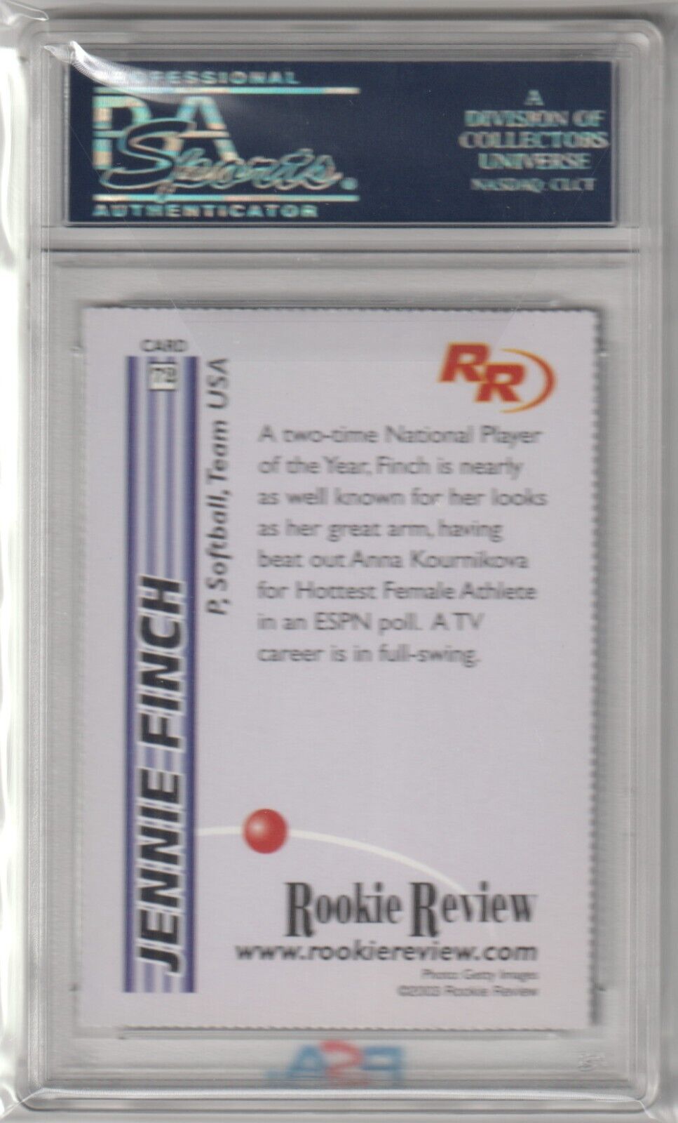 JENNIE FINCH Autograph Auto Trading Card PSA / DNA Certified - Columbia Hobby - Sports Card Boxes - Toploaders - Card Savers