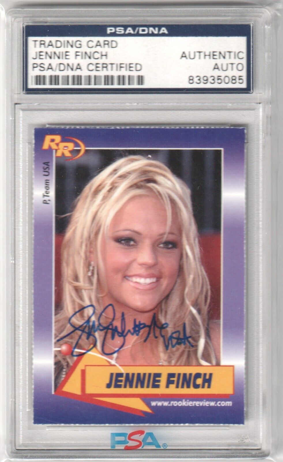 JENNIE FINCH Autograph Auto Trading Card PSA / DNA Certified - Columbia Hobby - Sports Card Boxes - Toploaders - Card Savers