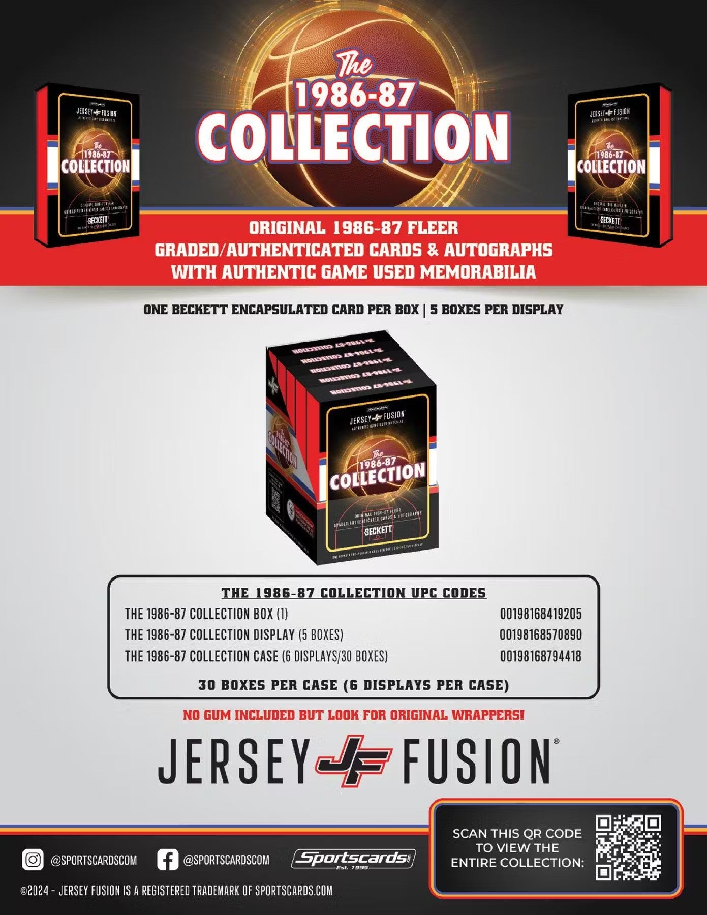 Jersey Fusion The 1986 - 87 Collection Basketball Hobby Pack - Columbia Hobby - Sports Card Boxes - Toploaders - Card Savers