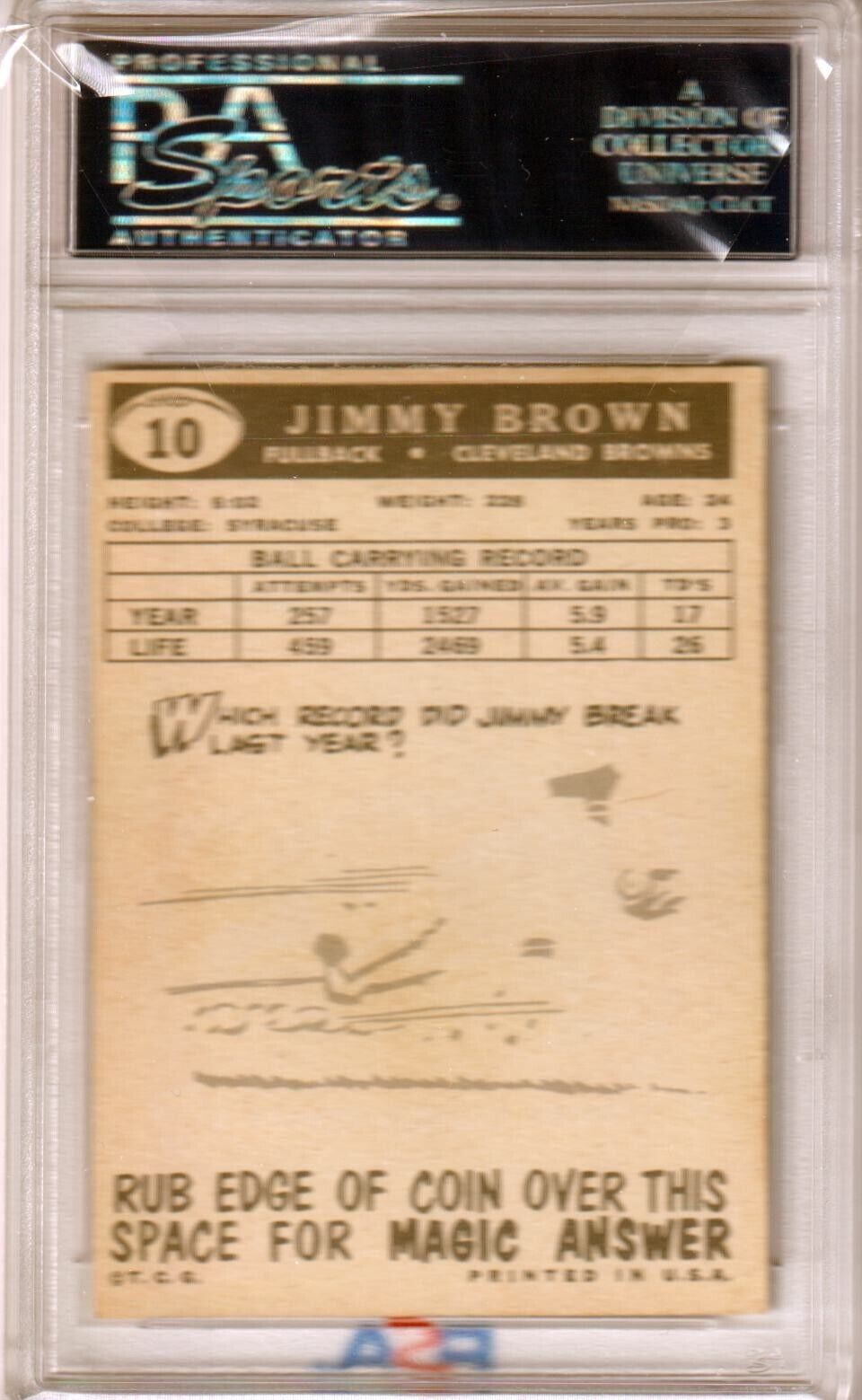 JIM BROWN 1959 Topps #10 PSA 7 NM - BROWNS - Columbia Hobby - Sports Card Boxes - Toploaders - Card Savers