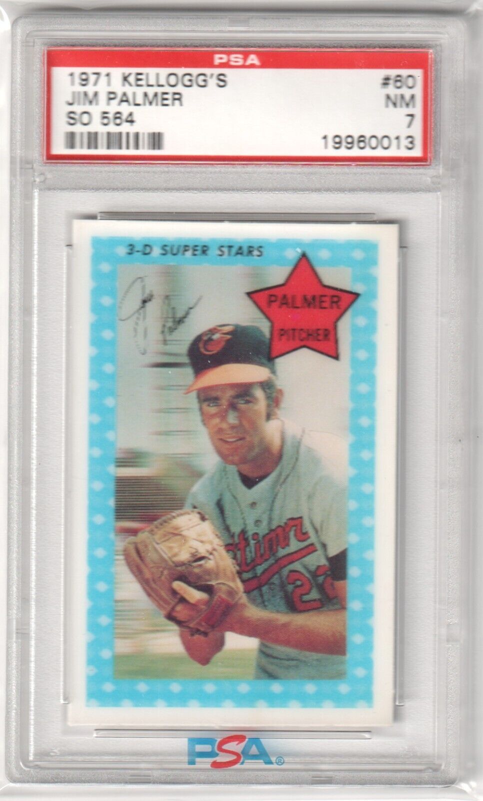 JIM PALMER 1973 Kellogg's 3 - D Super Stars #60 PSA 7 NM - ORIOLES - Columbia Hobby - Sports Card Boxes - Toploaders - Card Savers