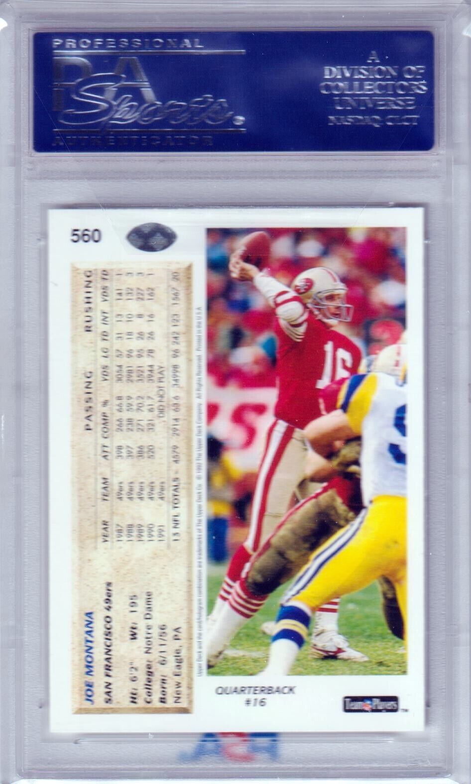 JOE MONTANA 1992 Upper Deck #560 PSA 10 GEM MINT - 49ers - Columbia Hobby - Sports Card Boxes - Toploaders - Card Savers