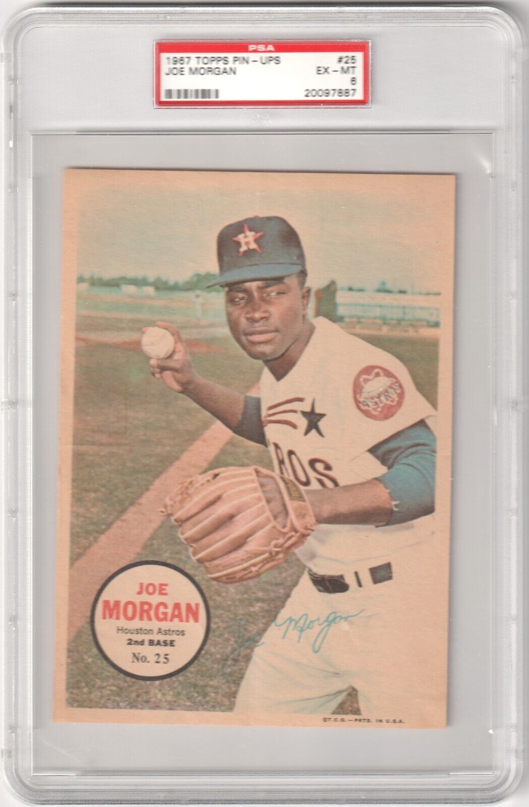 JOE MORGAN 1967 Topps Pin - Ups #25 PSA 6 EX - MT - ASTROS - Columbia Hobby - Sports Card Boxes - Toploaders - Card Savers