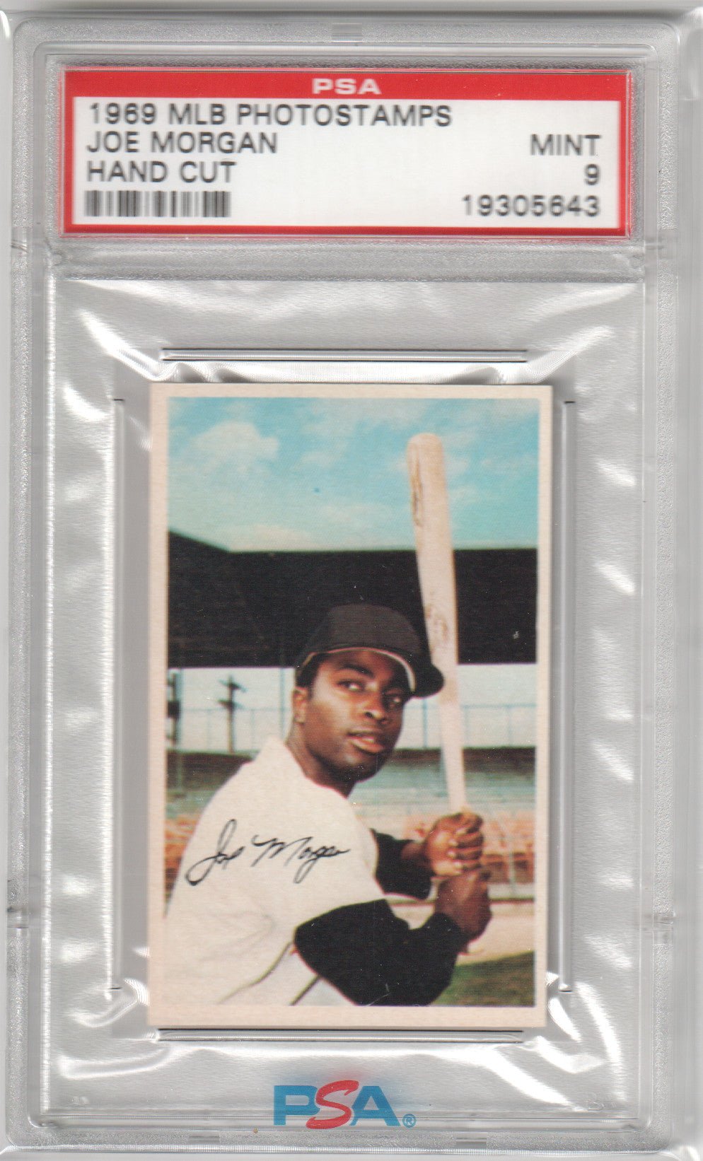 JOE MORGAN 1969 MLB Photostamps PSA 9 MINT - ASTROS REDS - Columbia Hobby - Sports Card Boxes - Toploaders - Card Savers