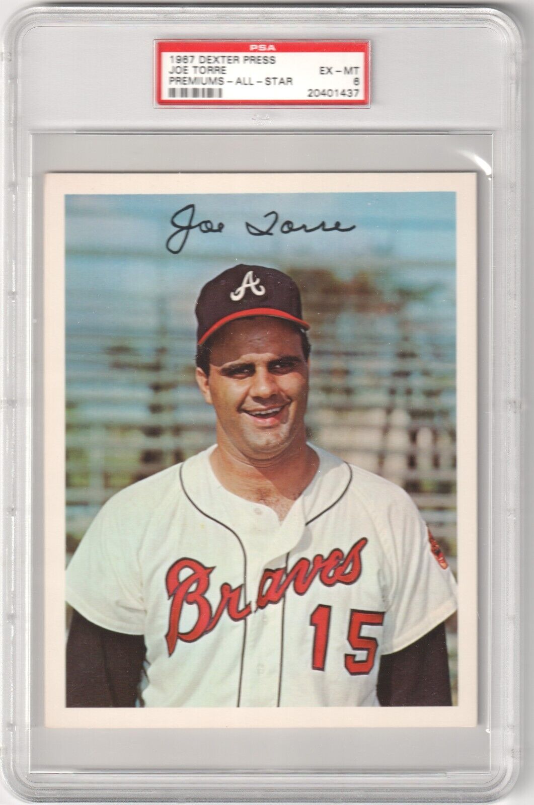 JOE TORRE 1967 Dexter Press Premiums PSA 6 EX - MT - BRAVES - Columbia Hobby - Sports Card Boxes - Toploaders - Card Savers