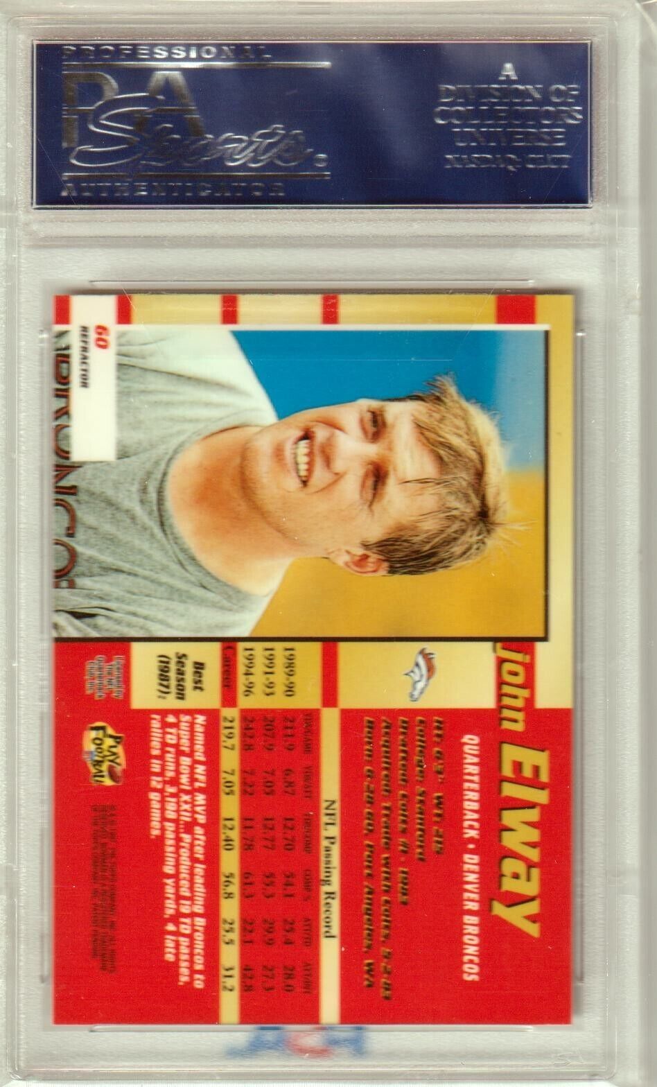 JOHN ELWAY 1997 Bowman's Best Refractor #60 PSA 10 GEM MINT - BRONCOS - Columbia Hobby - Sports Card Boxes - Toploaders - Card Savers