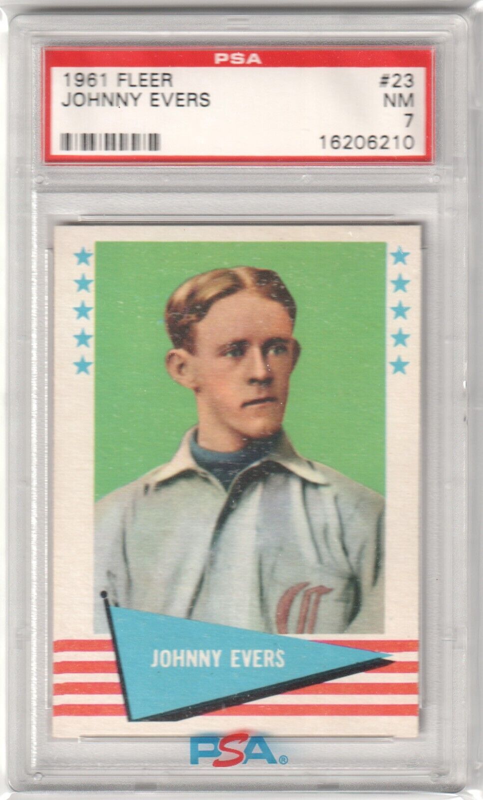 JOHNNY EVERS 1961 Fleer Baseball Greats #23 PSA 7 NM - CUBS - Columbia Hobby - Sports Card Boxes - Toploaders - Card Savers