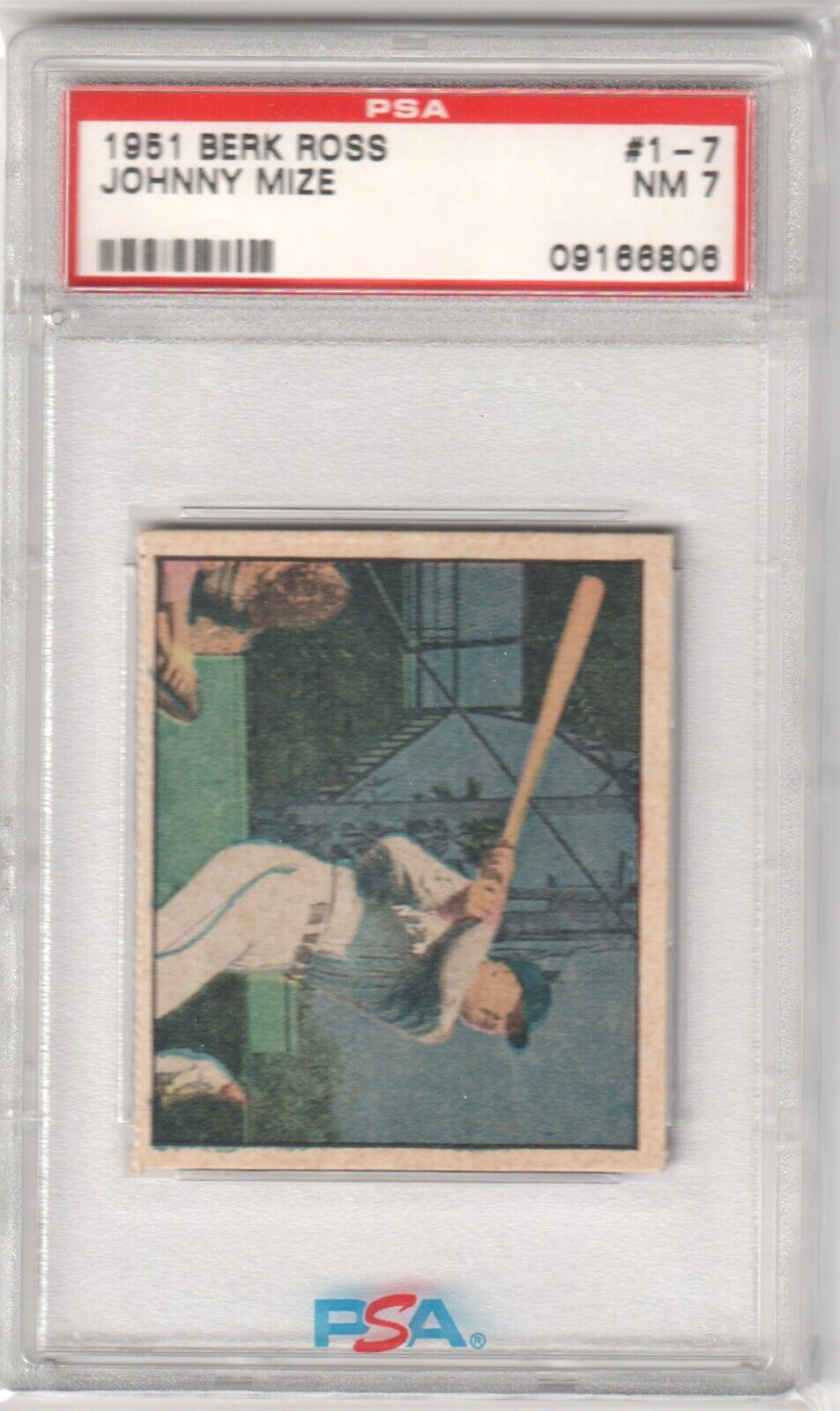 JOHNNY MIZE 1951 Berk Ross #1 - 7 PSA 7 NM - YANKEES - Columbia Hobby - Sports Card Boxes - Toploaders - Card Savers