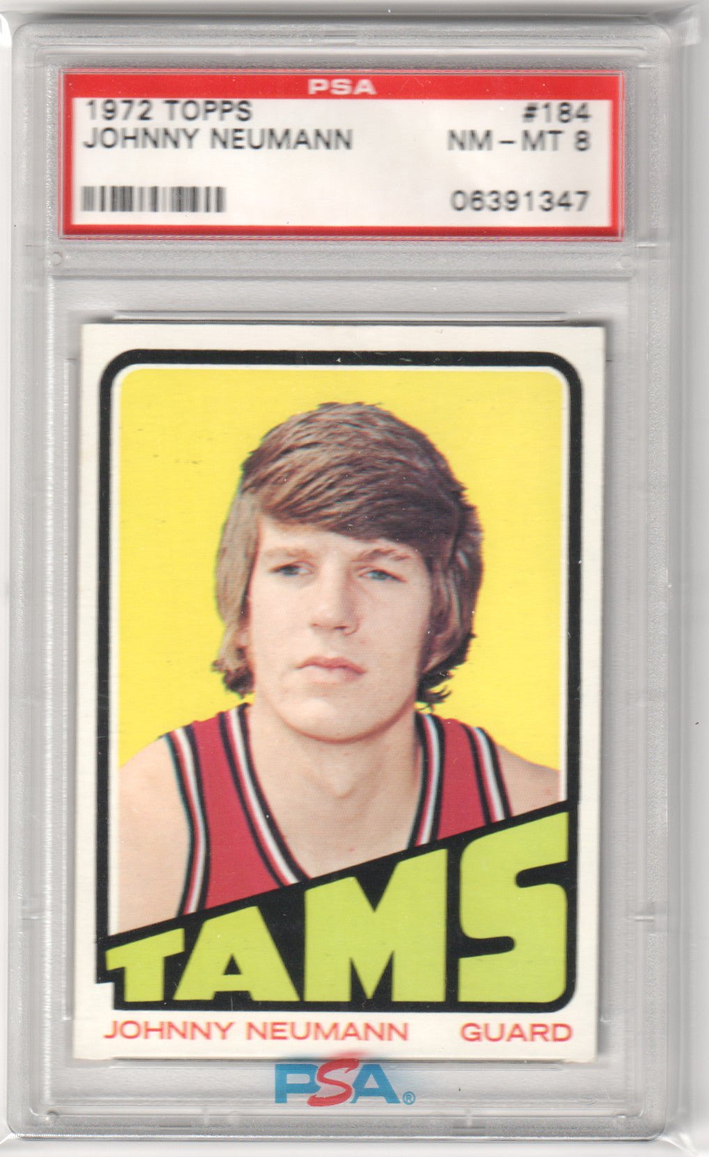 JOHNNY NEUMANN 1972 Topps RC Rookie #184 PSA 8 NM - MT - MEMPHIS - Columbia Hobby - Sports Card Boxes - Toploaders - Card Savers