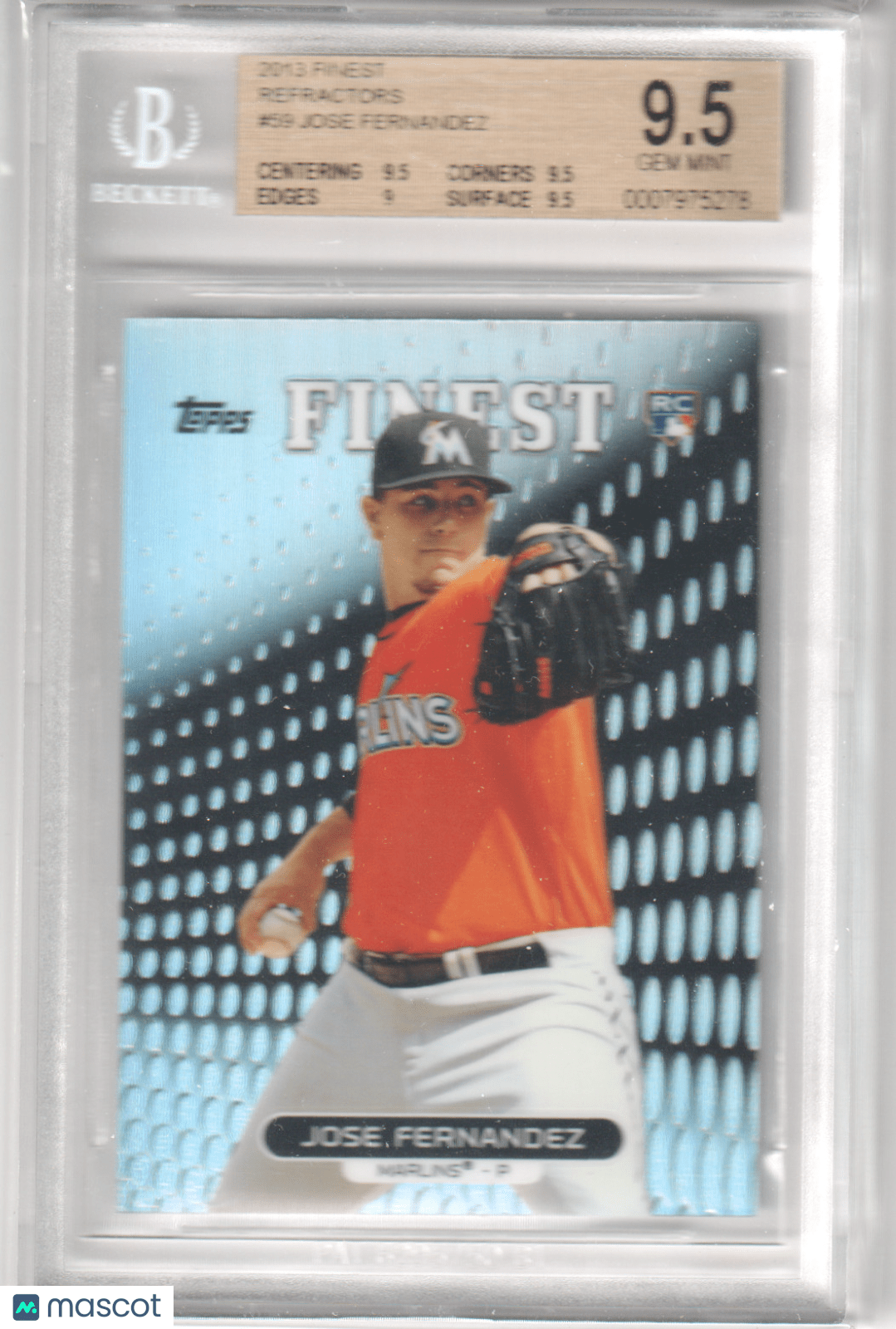 JOSE FERNANDEZ 2013 Topps Finest Refractor RC Rookie 59 BGS 9.5 GEM MINT - Columbia Hobby - Sports Card Boxes - Toploaders - Card Savers