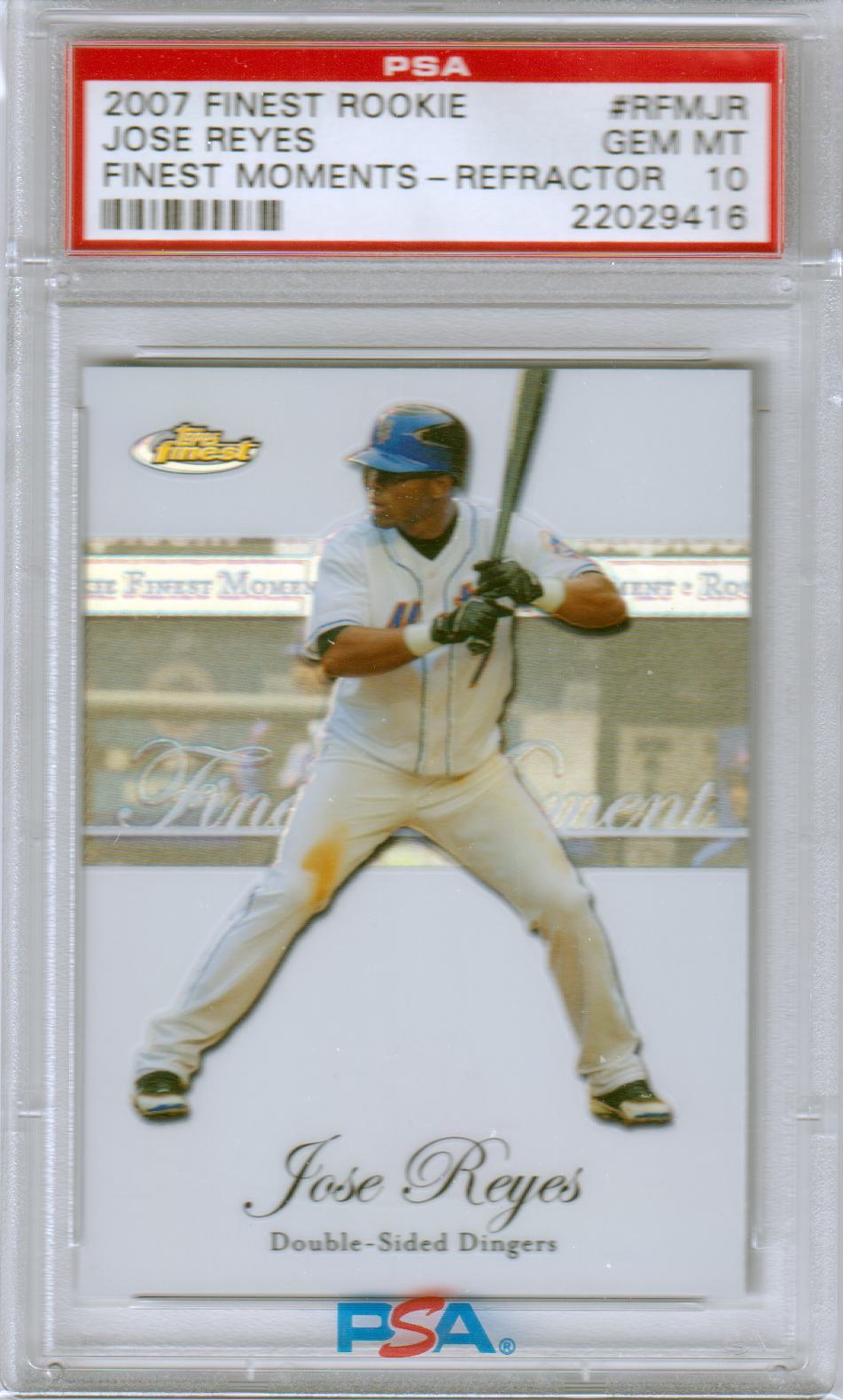 JOSE REYES 2007 Finest Moments Rookie RC #RFMJR Refractor PSA 10 GEM MINT Pop 3 - Columbia Hobby - Sports Card Boxes - Toploaders - Card Savers