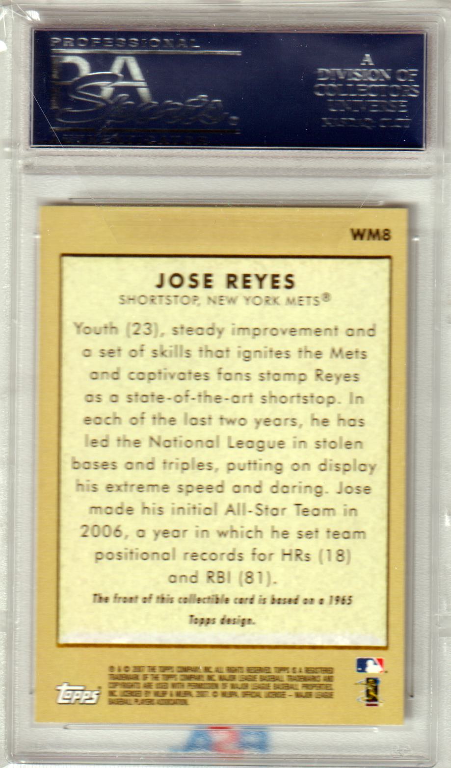 JOSE REYES 2007 Topps Wal - Mart #WM8 PSA 10 GEM MINT - METS Pop 2 - Columbia Hobby - Sports Card Boxes - Toploaders - Card Savers