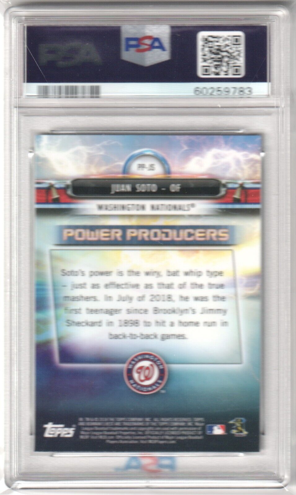 JUAN SOTO 2018 Bowman's Best Power Producers RC Rookie #PPJS PSA 9 MINT YANKEES - Columbia Hobby - Sports Card Boxes - Toploaders - Card Savers