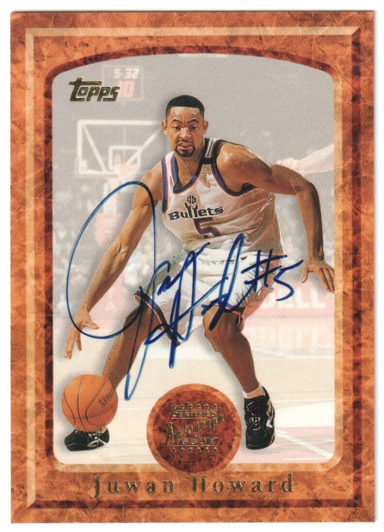 JUWAN HOWARD 1997 - 98 Topps Autograph Auto - WIZARDS - Columbia Hobby - Sports Card Boxes - Toploaders - Card Savers