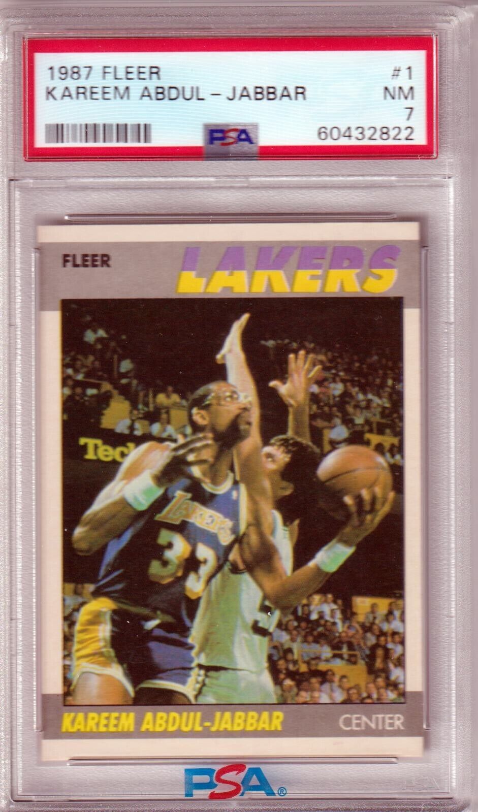 KAREEM ABDUL - JABBAR 1987 Fleer #1 PSA 7 NM - LAKERS - Columbia Hobby - Sports Card Boxes - Toploaders - Card Savers