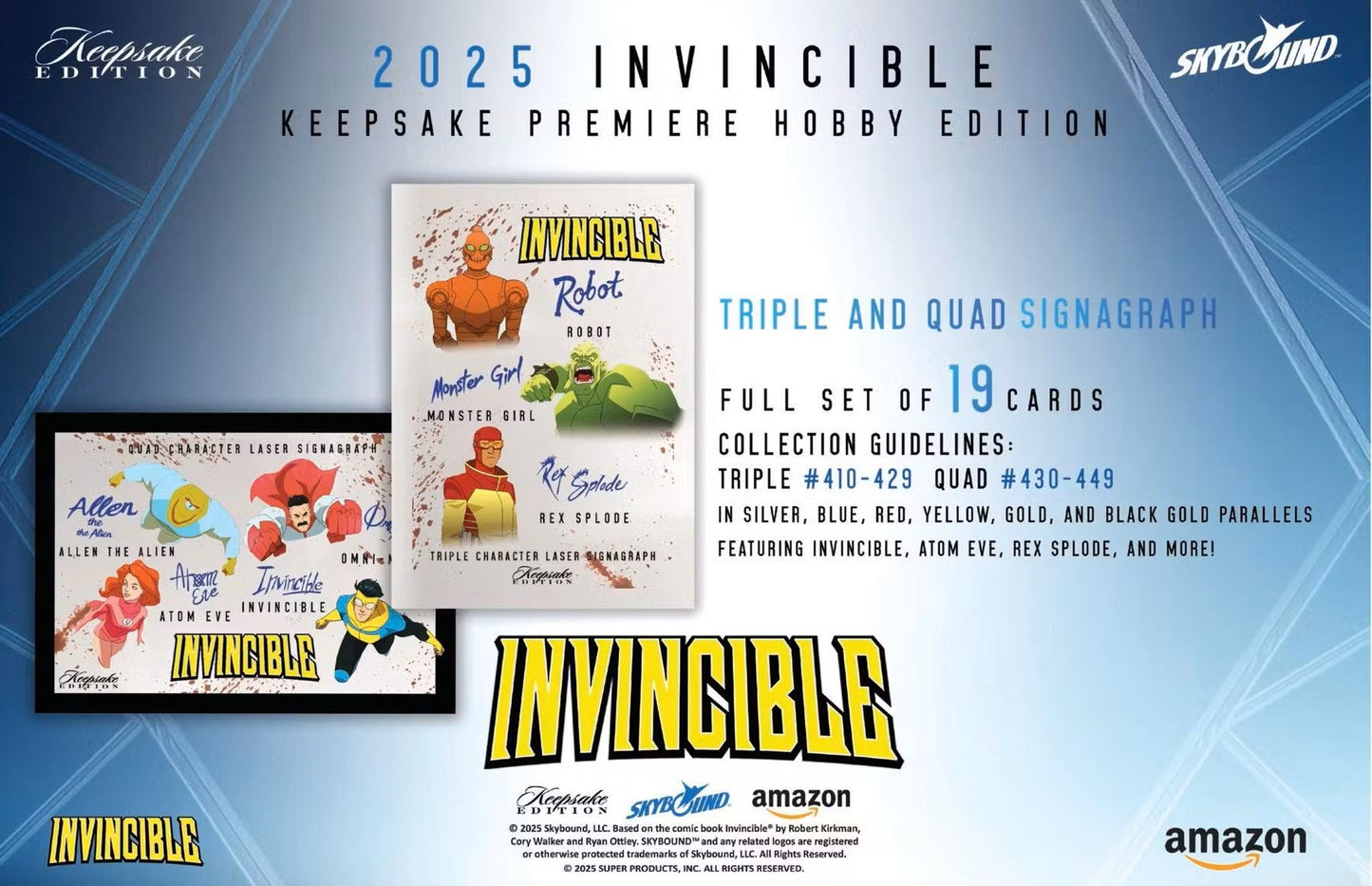 Keepsake Invincible Premiere Edition Hobby Box (Keepsake Trading Cards 2025) | Columbia Sports Cards - Columbia Hobby - Sports Card Boxes - Toploaders - Card Savers