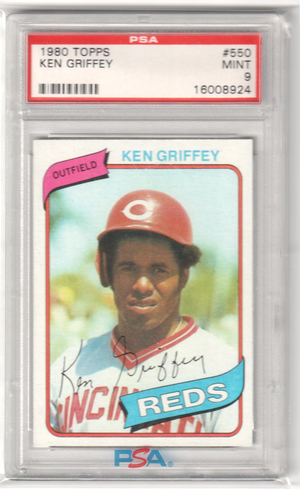 KEN GRIFFEY 1980 Topps #550 PSA 9 MINT - REDS - Columbia Hobby - Sports Card Boxes - Toploaders - Card Savers