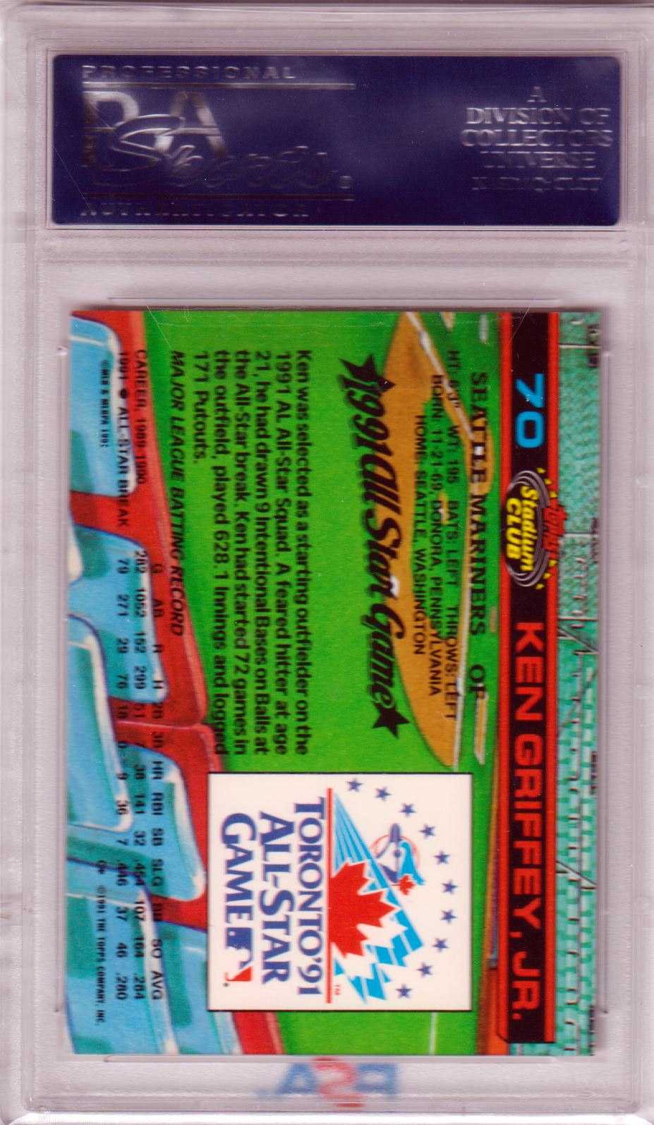 KEN GRIFFEY JR. 1992 Topps Stadium Club S.E. Skydome #70 PSA 10 GEM MINT - Columbia Hobby - Sports Card Boxes - Toploaders - Card Savers