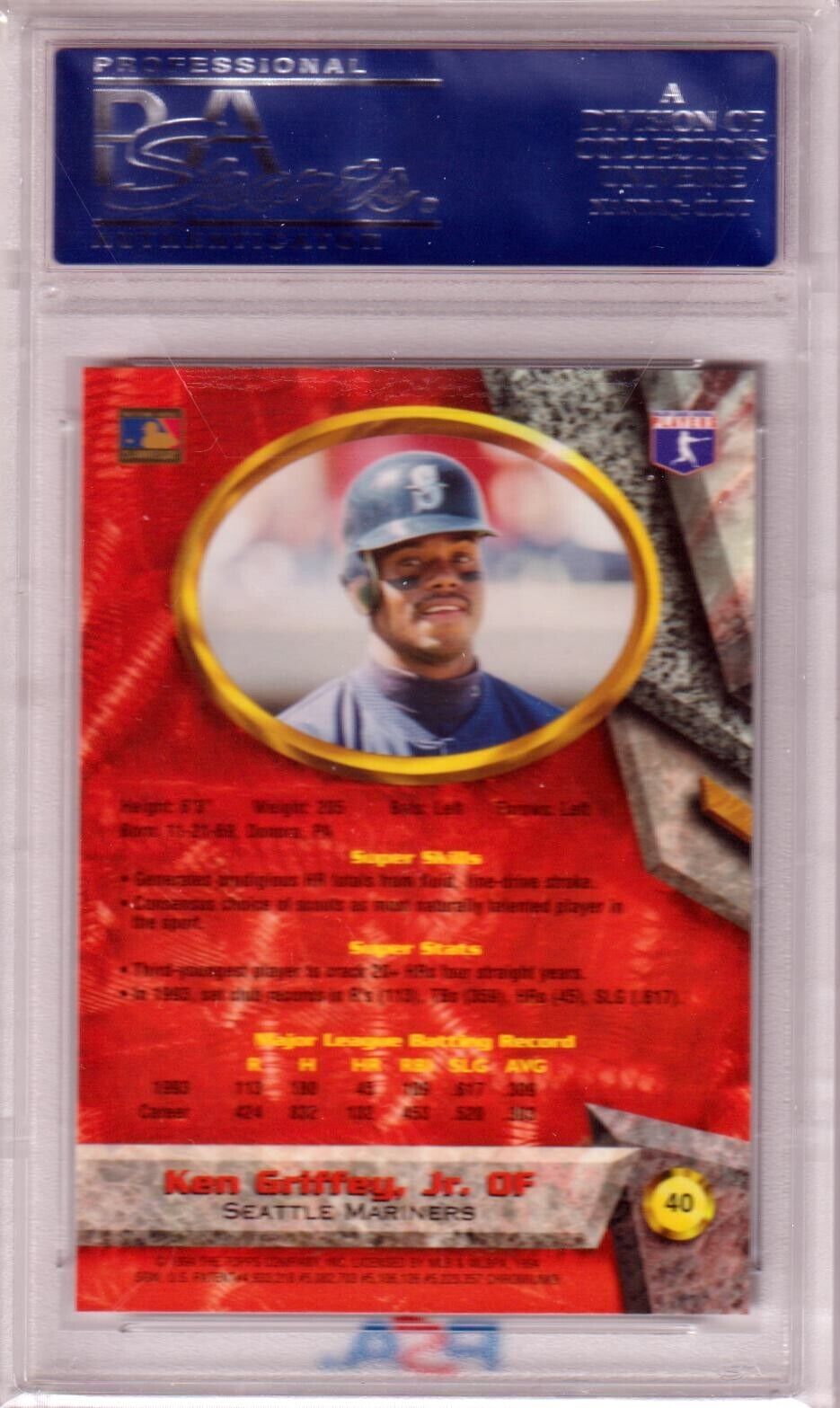 KEN GRIFFEY JR 1994 Bowman's Best Red Parallel #40 PSA 10 GEM MINT - MARINERS - Columbia Hobby - Sports Card Boxes - Toploaders - Card Savers