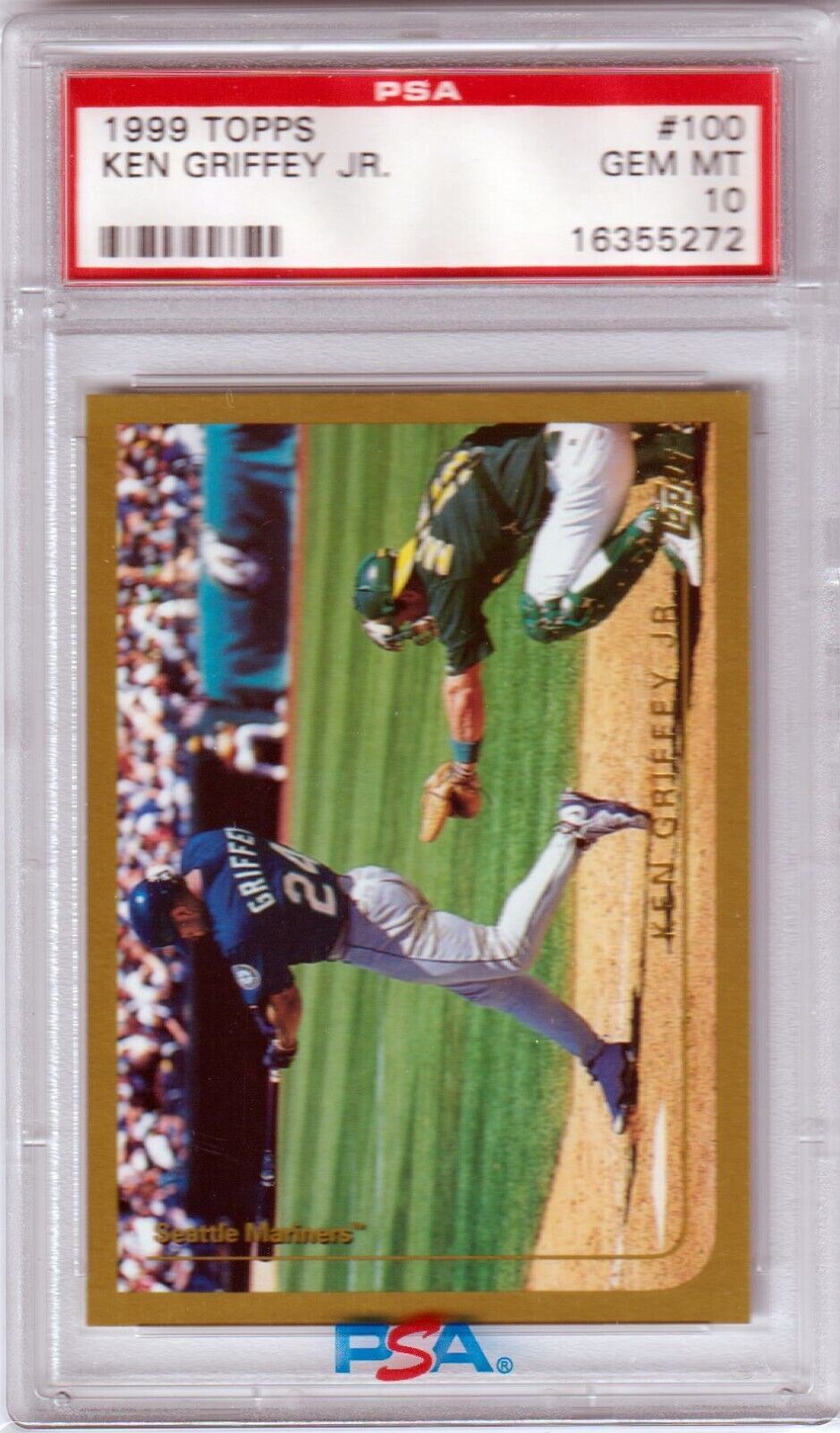 KEN GRIFFEY JR 1999 Topps #100 PSA 10 GEM MINT - MARINERS - Columbia Hobby - Sports Card Boxes - Toploaders - Card Savers