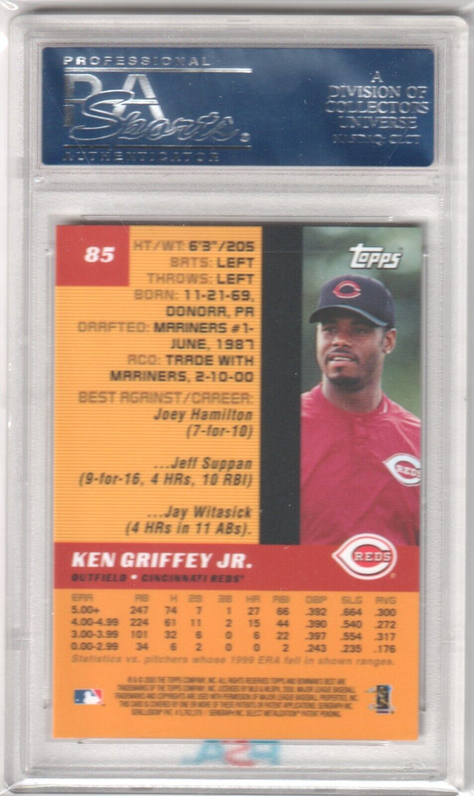 KEN GRIFFEY JR 2000 Bowman's Best #85 PSA 10 GEM MINT - REDS - Columbia Hobby - Sports Card Boxes - Toploaders - Card Savers