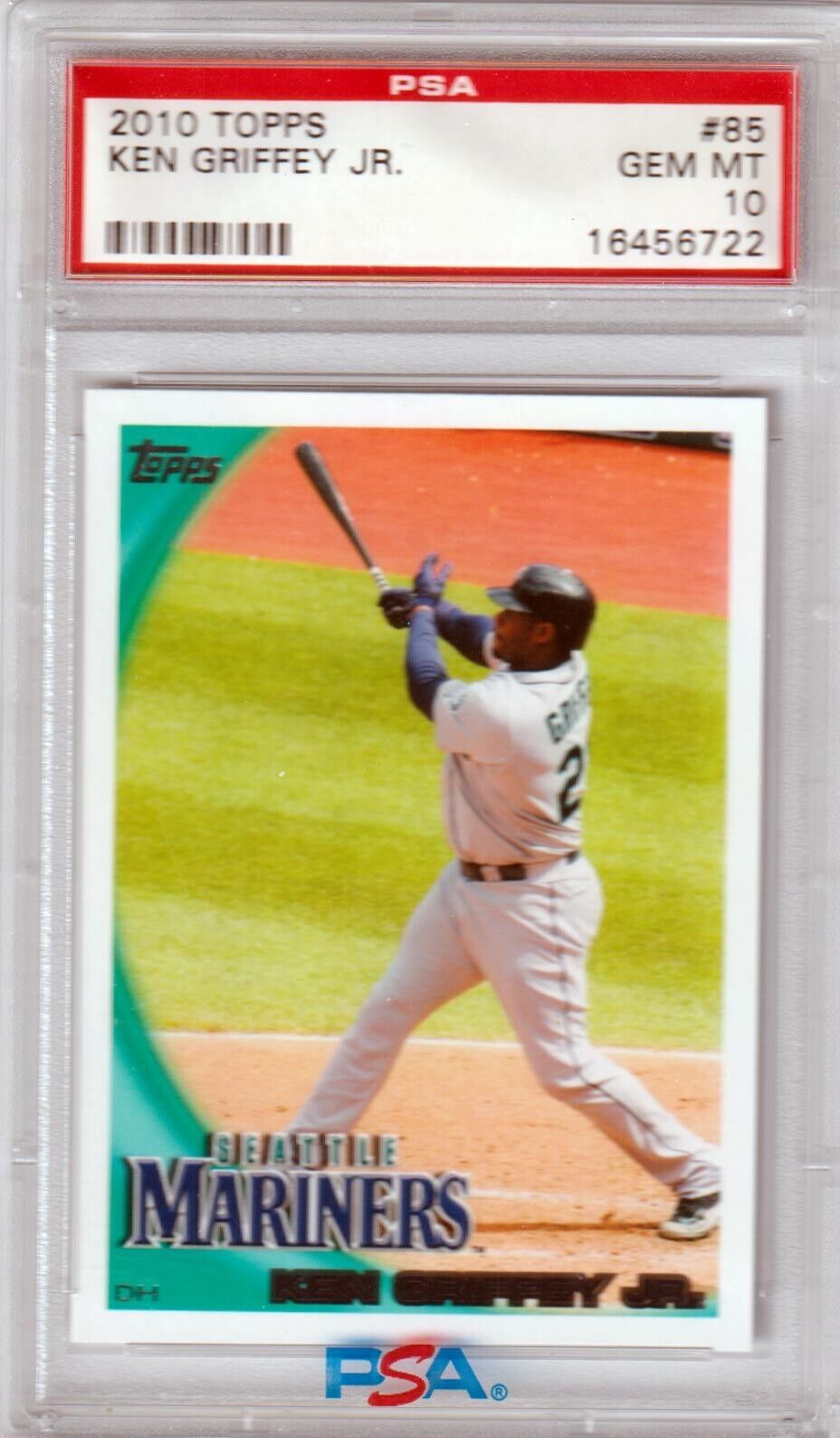 KEN GRIFFEY JR 2010 Topps #85 PSA 10 GEM MINT - MARINERS - Columbia Hobby - Sports Card Boxes - Toploaders - Card Savers