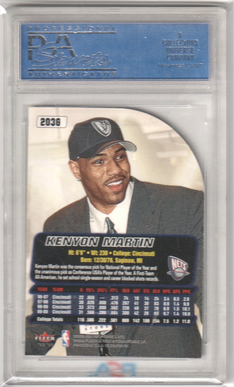 KENYON MARTIN 2000 Ultra 203G Gold Medallion PSA 9 MINT - NETS - Columbia Hobby - Sports Card Boxes - Toploaders - Card Savers