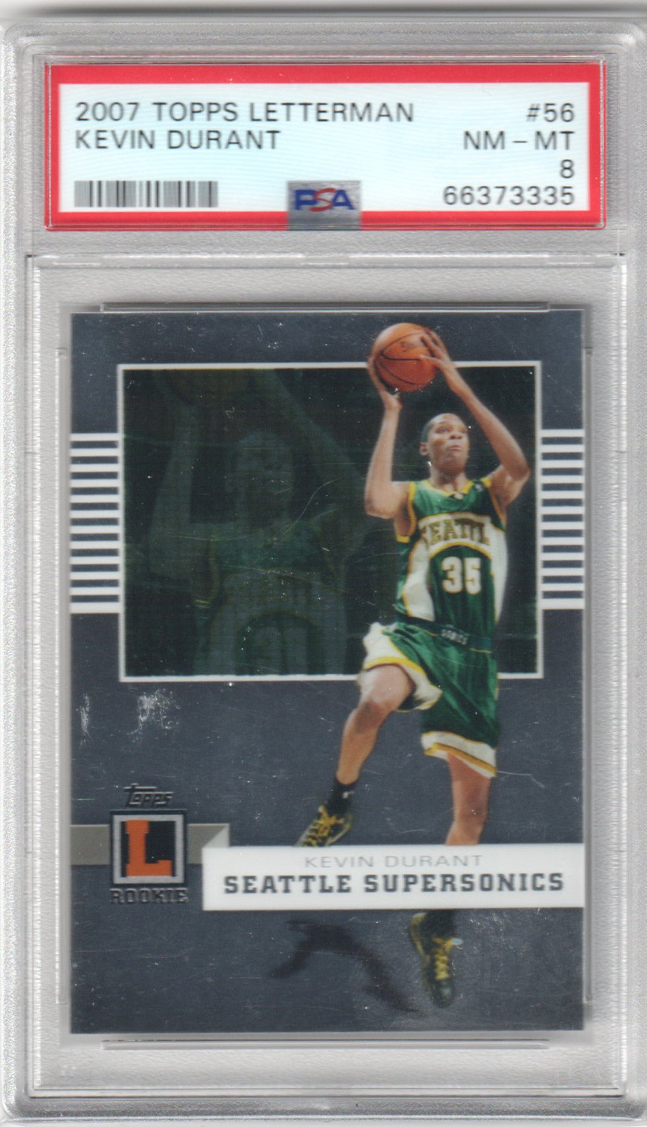 KEVIN DURANT 2007 Topps Letterman #/599 SP #56 PSA 8 NM - MT Supersonics - Columbia Hobby - Sports Card Boxes - Toploaders - Card Savers