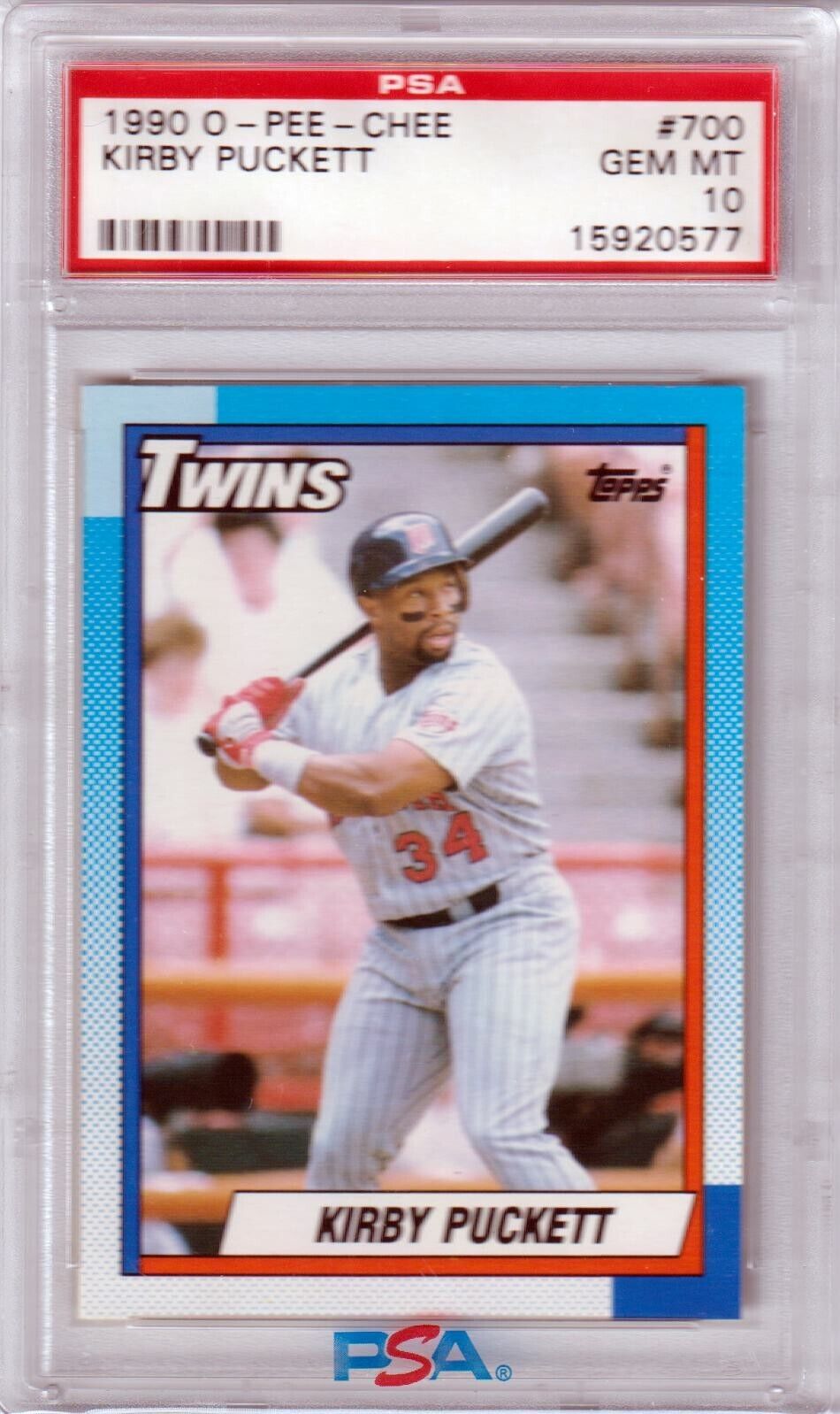 KIRBY PUCKETT 1990 O - Pee - Chee #700 PSA 10 GEM MINT - TWINS - Columbia Hobby - Sports Card Boxes - Toploaders - Card Savers