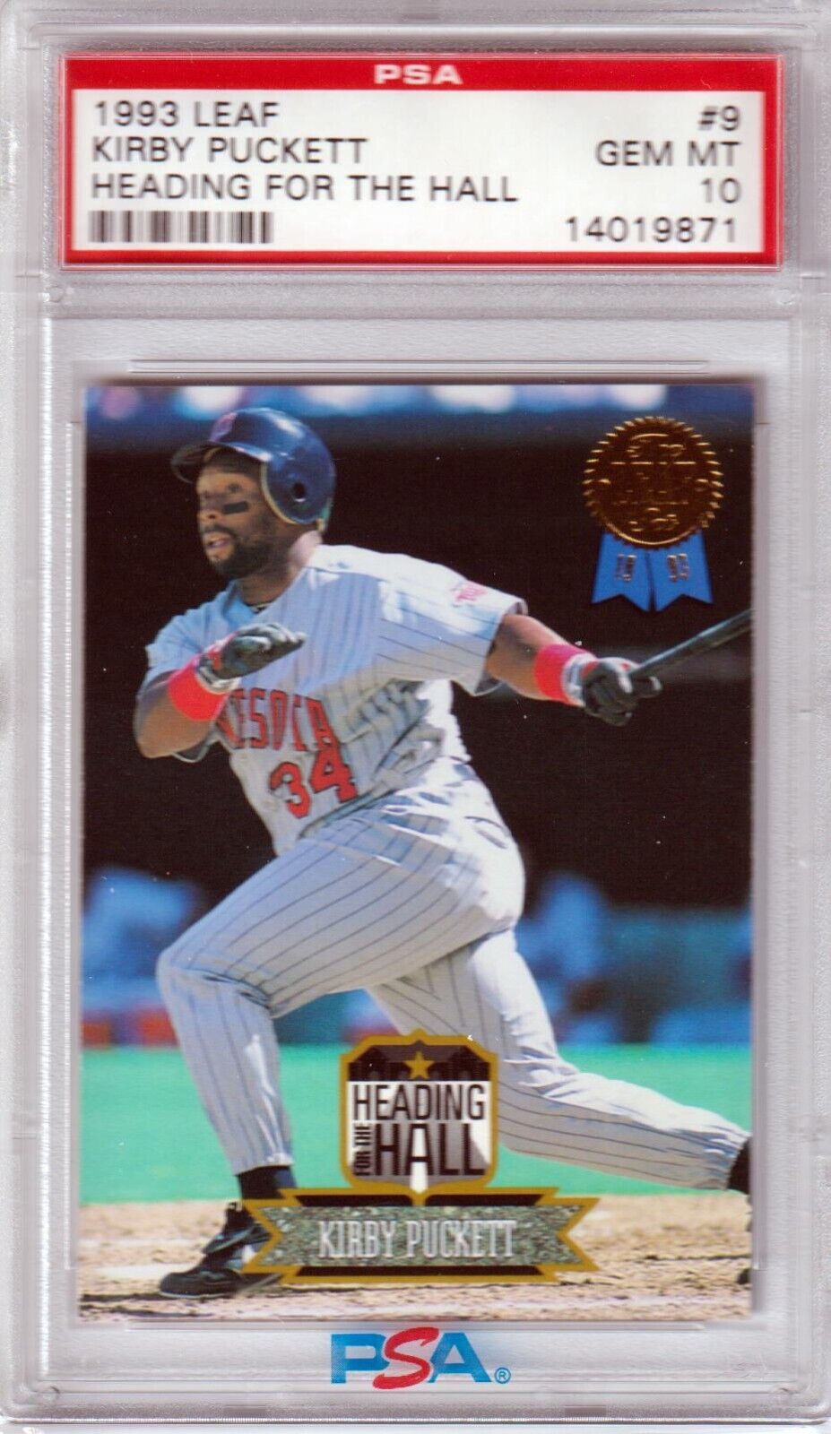 KIRBY PUCKETT 1993 Leaf Heading For the Hall #9 PSA 10 GEM MINT - TWINS - Columbia Hobby - Sports Card Boxes - Toploaders - Card Savers