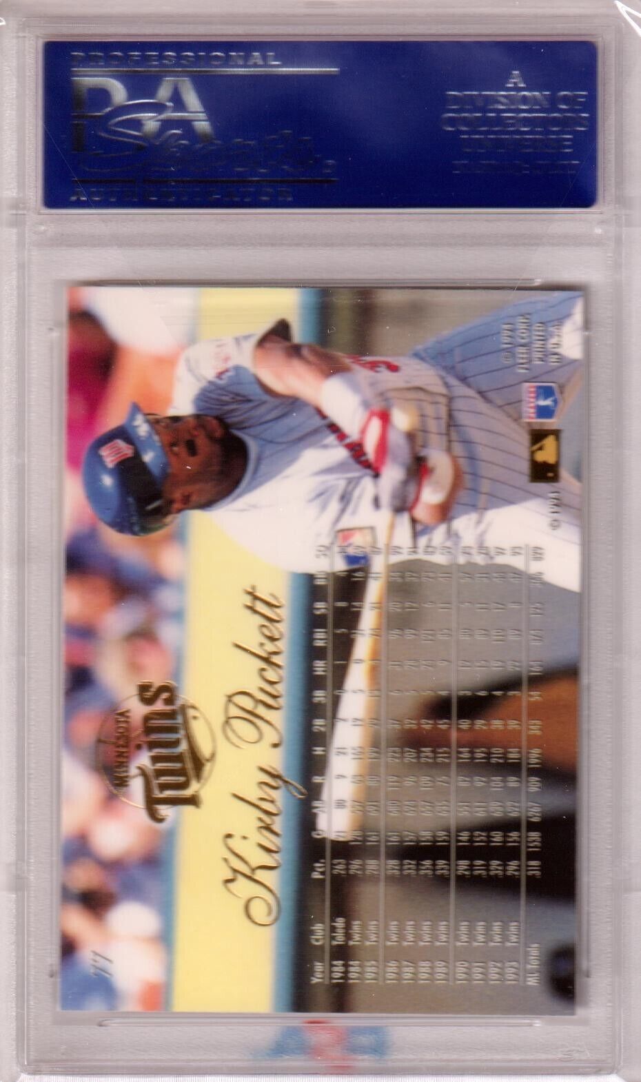 KIRBY PUCKETT 1994 Flair #77 PSA 10 GEM MINT - TWINS - Columbia Hobby - Sports Card Boxes - Toploaders - Card Savers