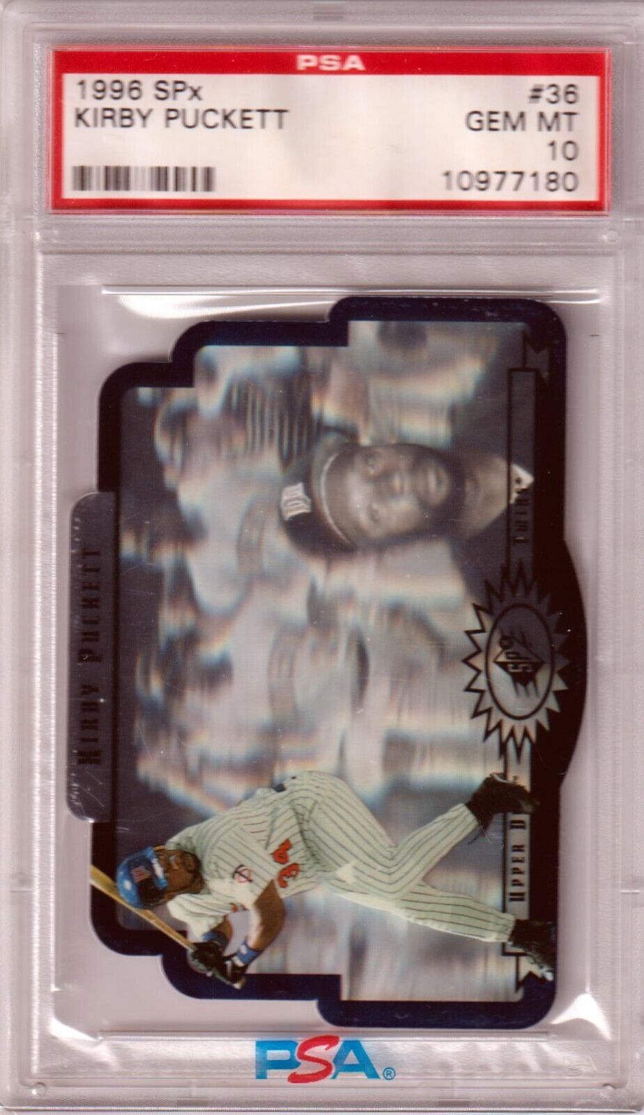 KIRBY PUCKETT 1996 Upper Deck SPx #36 PSA 10 GEM MINT - TWINS - Columbia Hobby - Sports Card Boxes - Toploaders - Card Savers