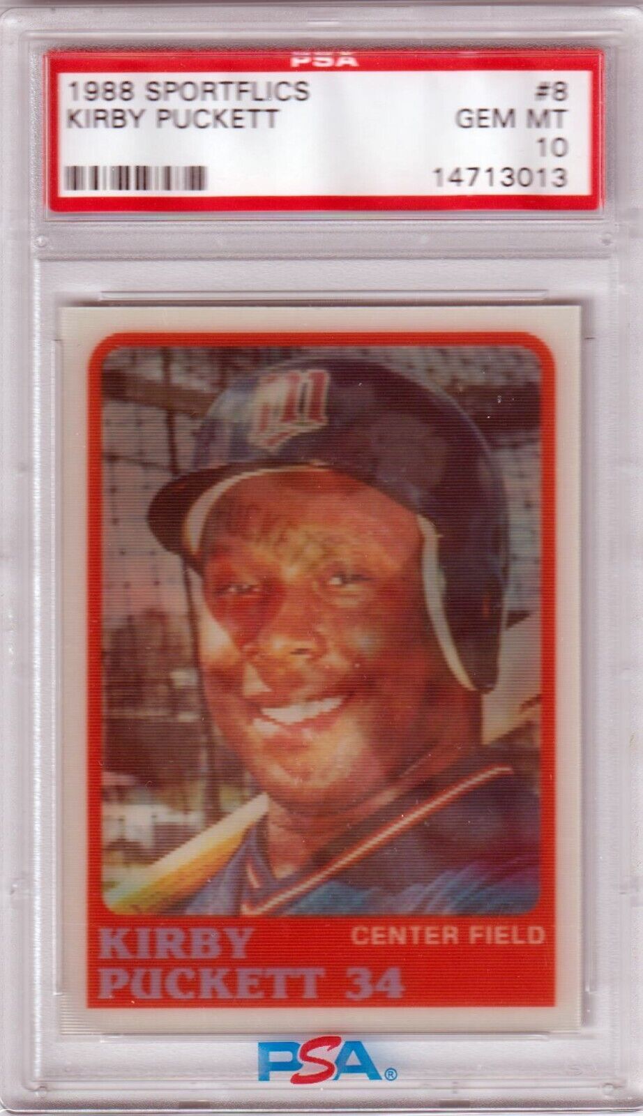 KIRBY PUCKETT 1998 Sportflics #8 PSA 10 GEM MINT - TWINS - Columbia Hobby - Sports Card Boxes - Toploaders - Card Savers